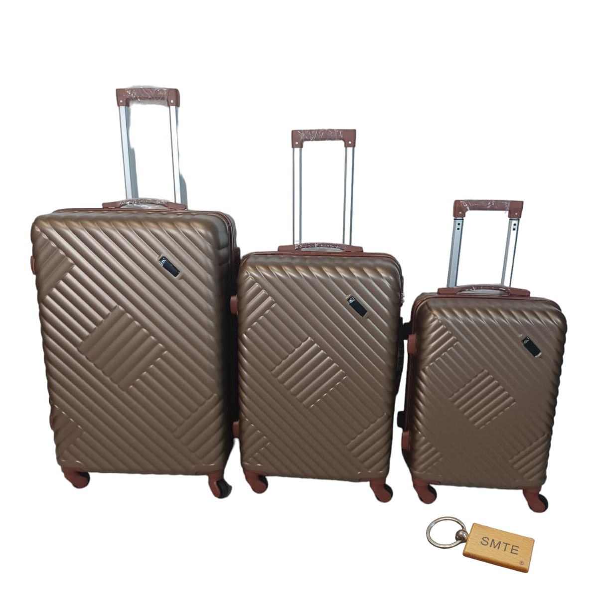 SMTE - Expert Hard Outer Shell SuitcaseQuad WheelG2 With  Bag Tag3PieceMocha Brown