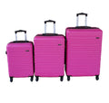 SMTE - Bright Pink ABS 3Piece Luggage Set with Spinner Wheels& Telescoping Handle