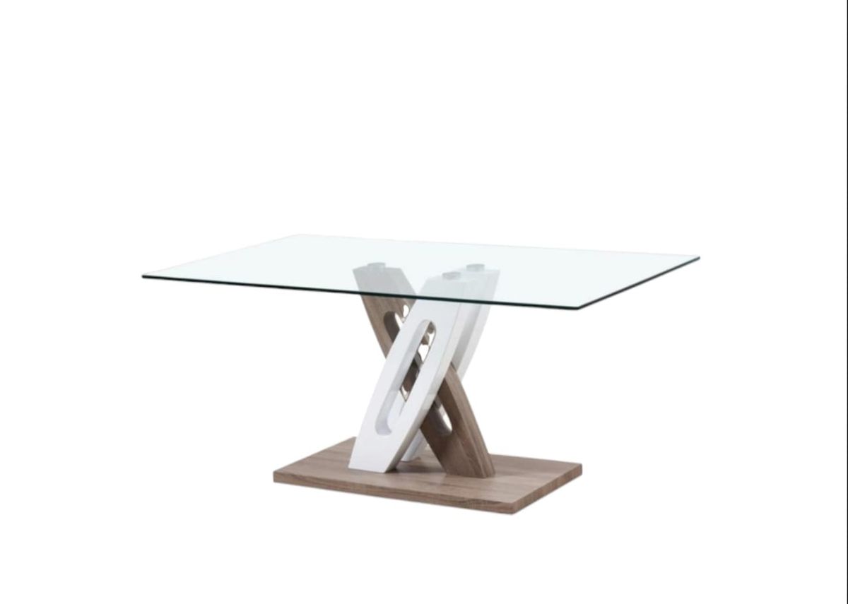 SMTE - Dining Room Glass Table White and Brown