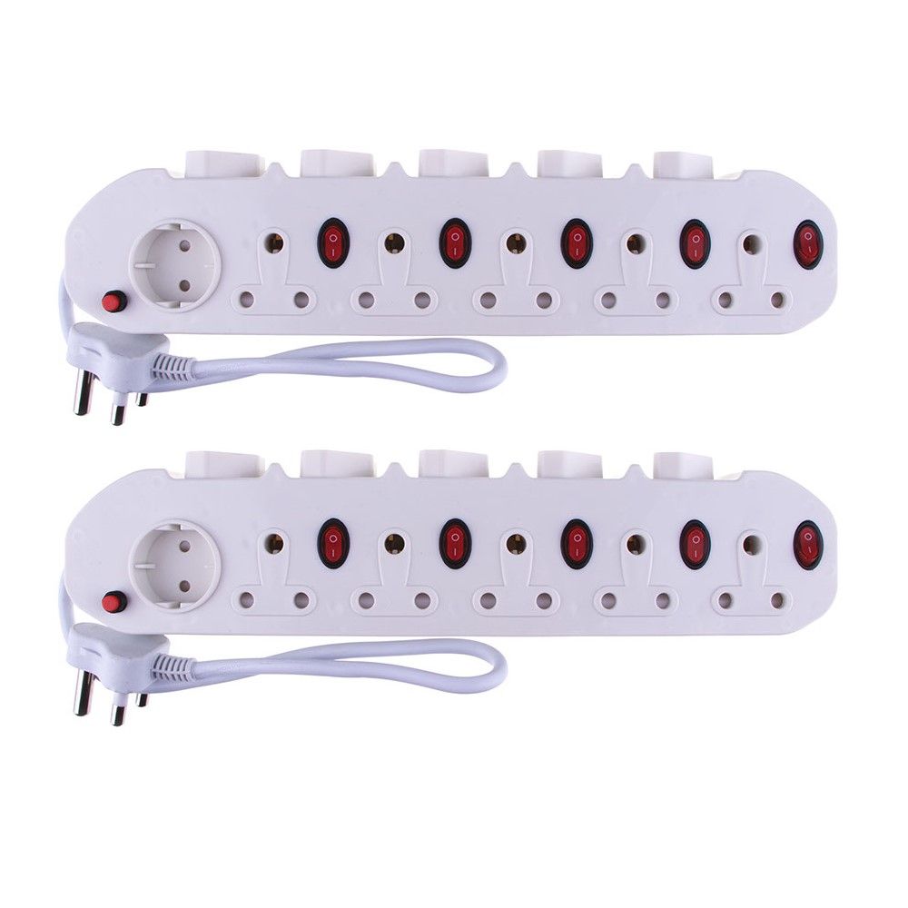 SMTE - 11 Way Power Multi-Plug with 5 Illuminated Switches : Pack of 2