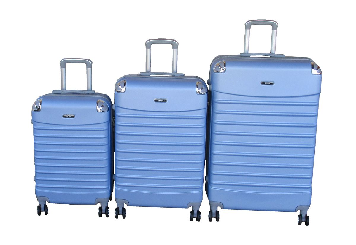 SMTE - Baby Blue ABS Luggage Set3Piece with Spinner Wheels & Telescoping Handles