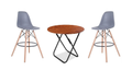 SMTE - Stylish Folding 80cm Round Table with 2 High Bar Chairs - Grey