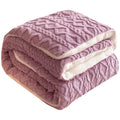 SMTE - 5-Piece Thickened Lamb Cashmere Blanket Bedding Set - Double/Queen - Purple