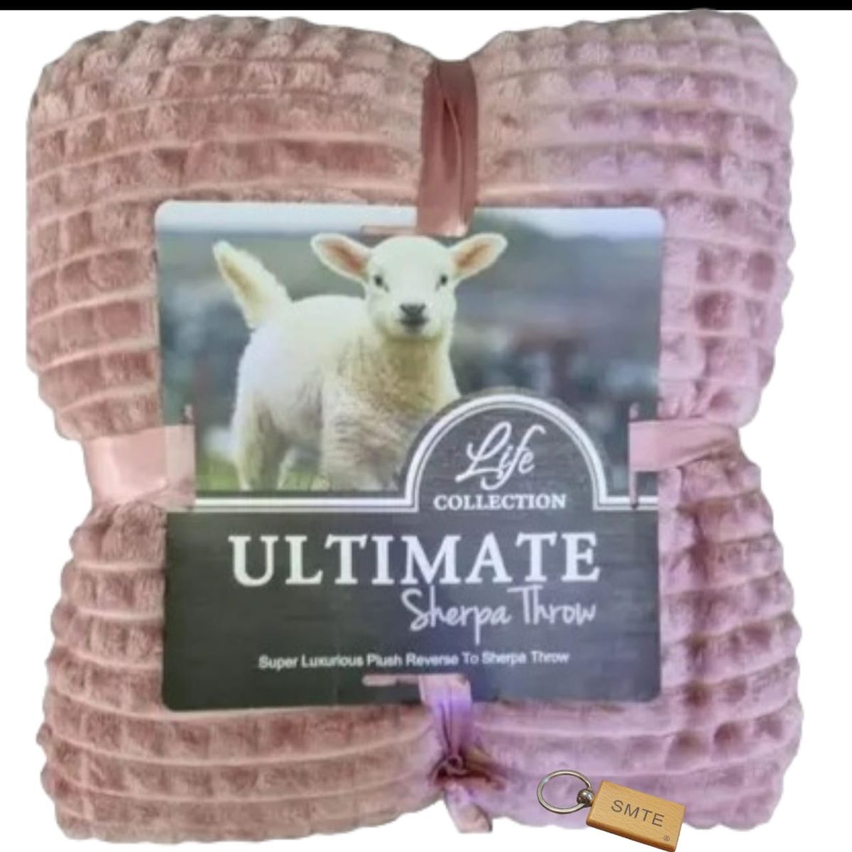 SMTE - Serpa Soft and Fluffy Fleece Blanket with KeychainQueen SizedRose Gold