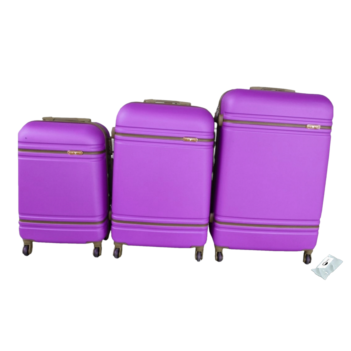 SMTE - Quality EXO Travel Luggage Bag Set and  Tieback - 3 Piece - Pink/Purple