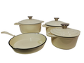 SMTE - Stunning - 7 Piece New Design Dutch Pot Cookware Sets Cast Iron - Cream