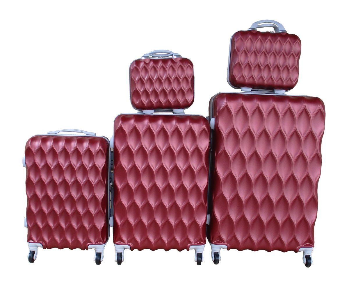 SMTE - 5Piece ABS HardShell Luggage Set Burgundy with Spinner Wheels Vanity Cases