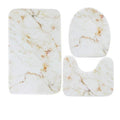 SMTE - Gold pattern Marble 3 Piece Bathroom Mat set - White