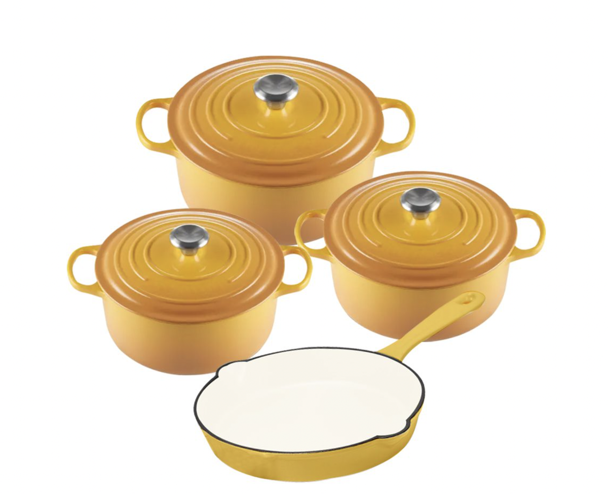SMTE - Daska Home - New Design Dutch Pot Cookware Sets Cast Iron - 7 Piece - Yellow