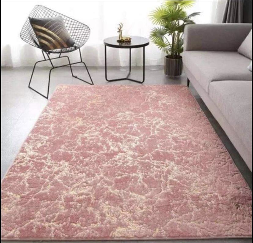 SMTE - Soft Metallic Marble Pattern Design 160x200cm Carpet - Pink