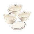 SMTE - Dutch Pot Cookware Set Cast Iron - 7 Piece - White