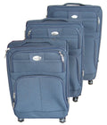 SMTE - Blue Star 3Piece Soft Fabric Luggage SetSpinner Wheels, Expandable, Lock