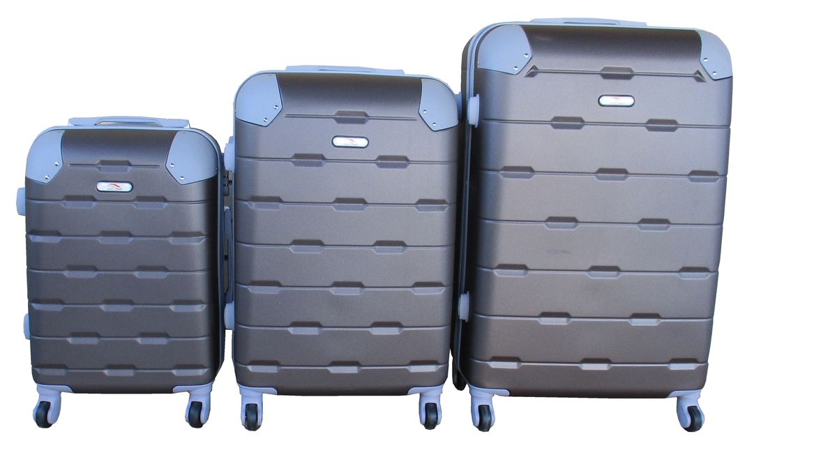 SMTE - 3 Piece Hard Outer Shell Protected Luggage Set - (A-P) - Brown