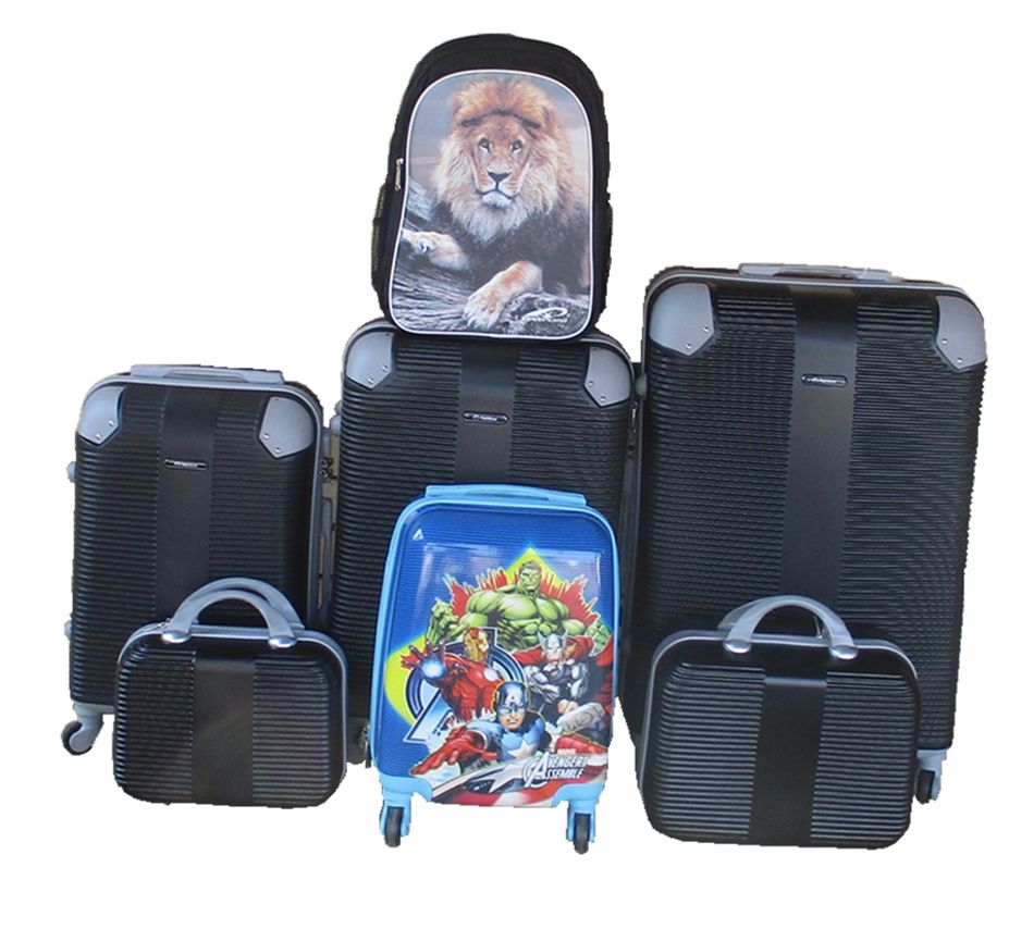 SMTE - 5Piece ABS Hard Shell Spinner Luggage Set with Kids Trolley & Backpack