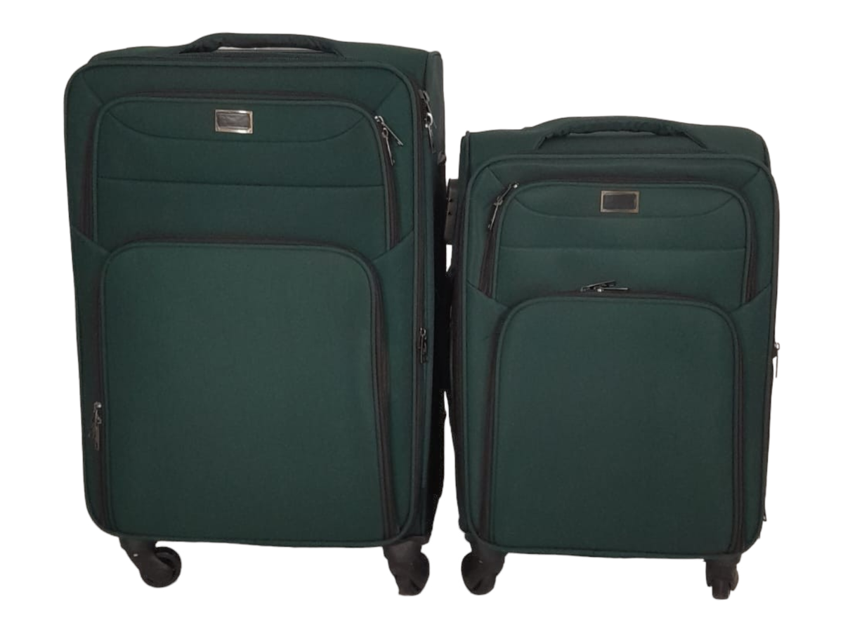 SMTE - Trolley 2 Piece Travel Luggage Spinner -Fabric - Green