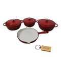 SMTE - Premium 7Piece Cast Iron Cookware Set+  KeychainRed