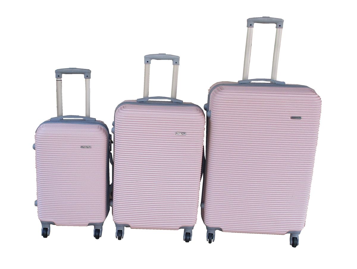 SMTE - Light Pink ABS 3Piece Luggage Set with Spinner Wheels and LockDurable