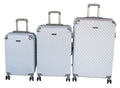 SMTE - White ABS 3Piece Luggage Set with Spinner Wheels,Telescoping Handle & Lock