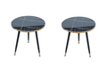 SMTE - Laminated Wooden Marble Look Perla 2 Piece Table Set - Black