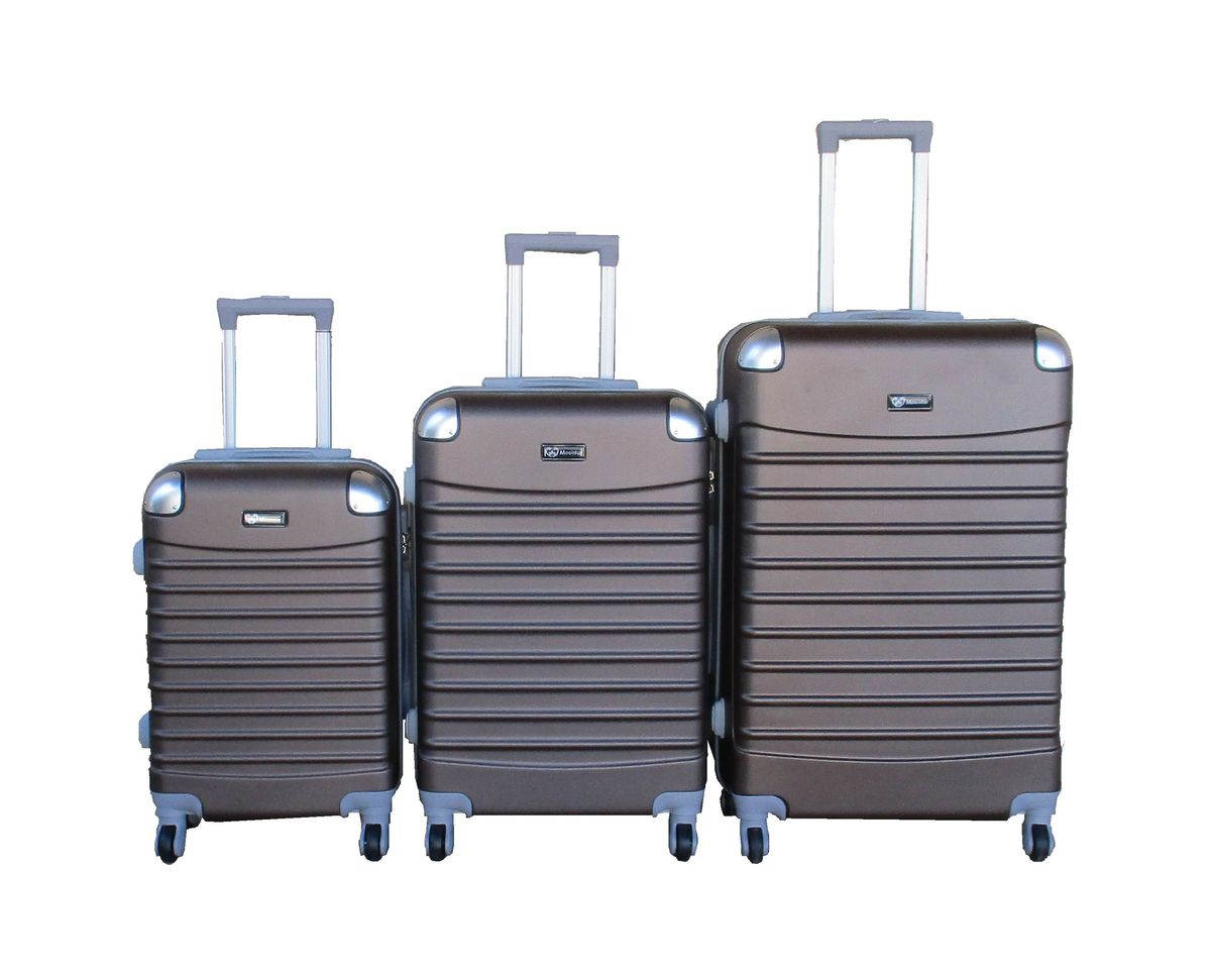SMTE - 3 Piece ABS Luggage Set, BrownHard Shell, Spinner Wheel and Locking