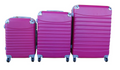 SMTE - Hot Pink ABS 3Piece Spinner Luggage Set with Telescoping Handles & Locks