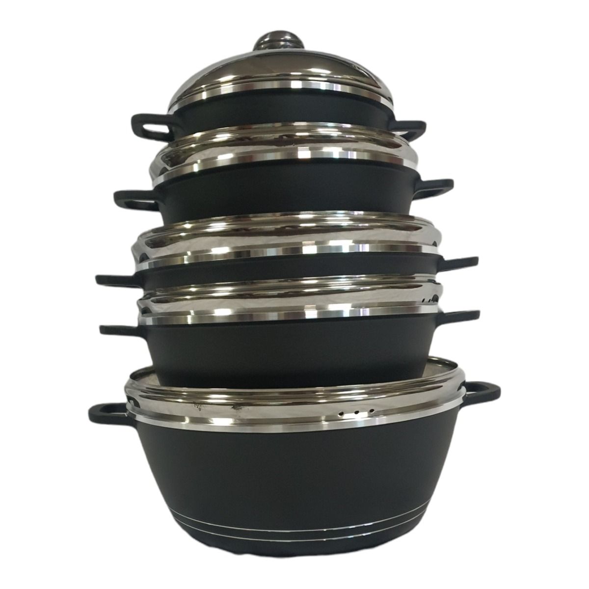 SMTE - Non Stick 10 Piece Cookware Pot set - Black