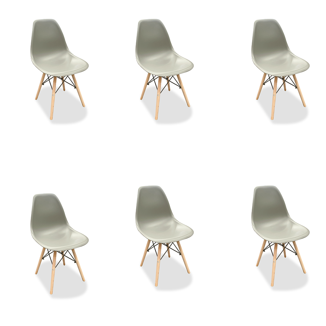 SMTE - Luna Kitchen and Dining Chairs - 6 x Chairs - Stone Grey