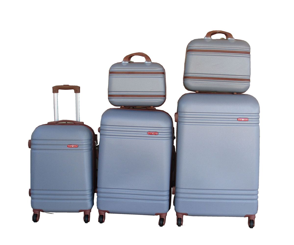 SMTE - 5Piece Travel Trolley Luggage SetDurableLightweightVersatile SuitcasesSilver