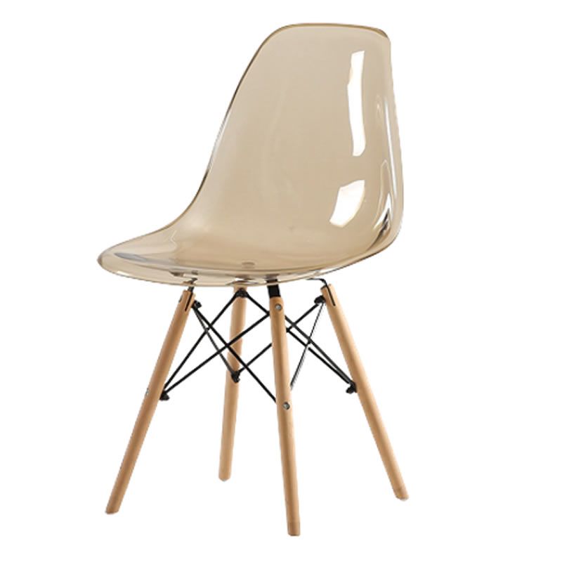 SMTE - Modern Design Clear Dining Chairs with Wood Legs - Brown