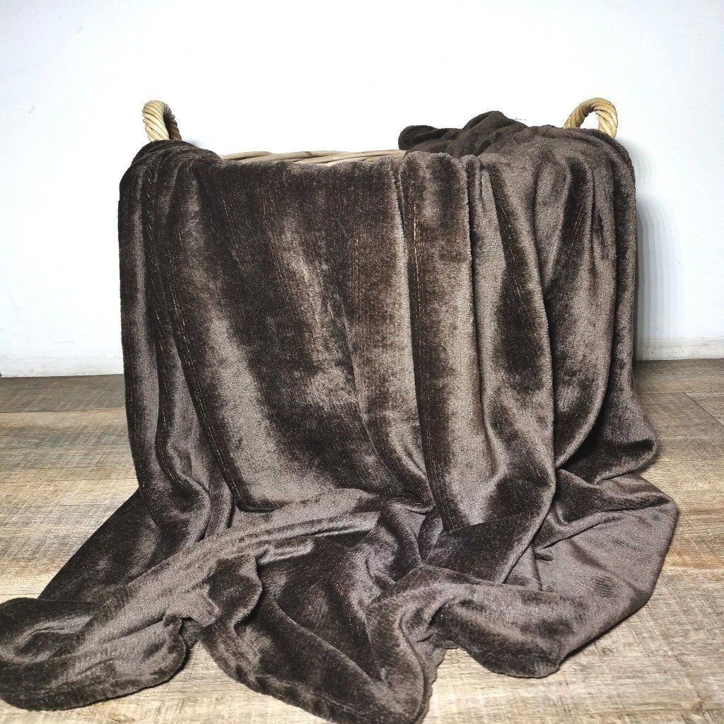 SMTE - Blanket Throw Flannel Fleece - 150 x 200cm - Brown