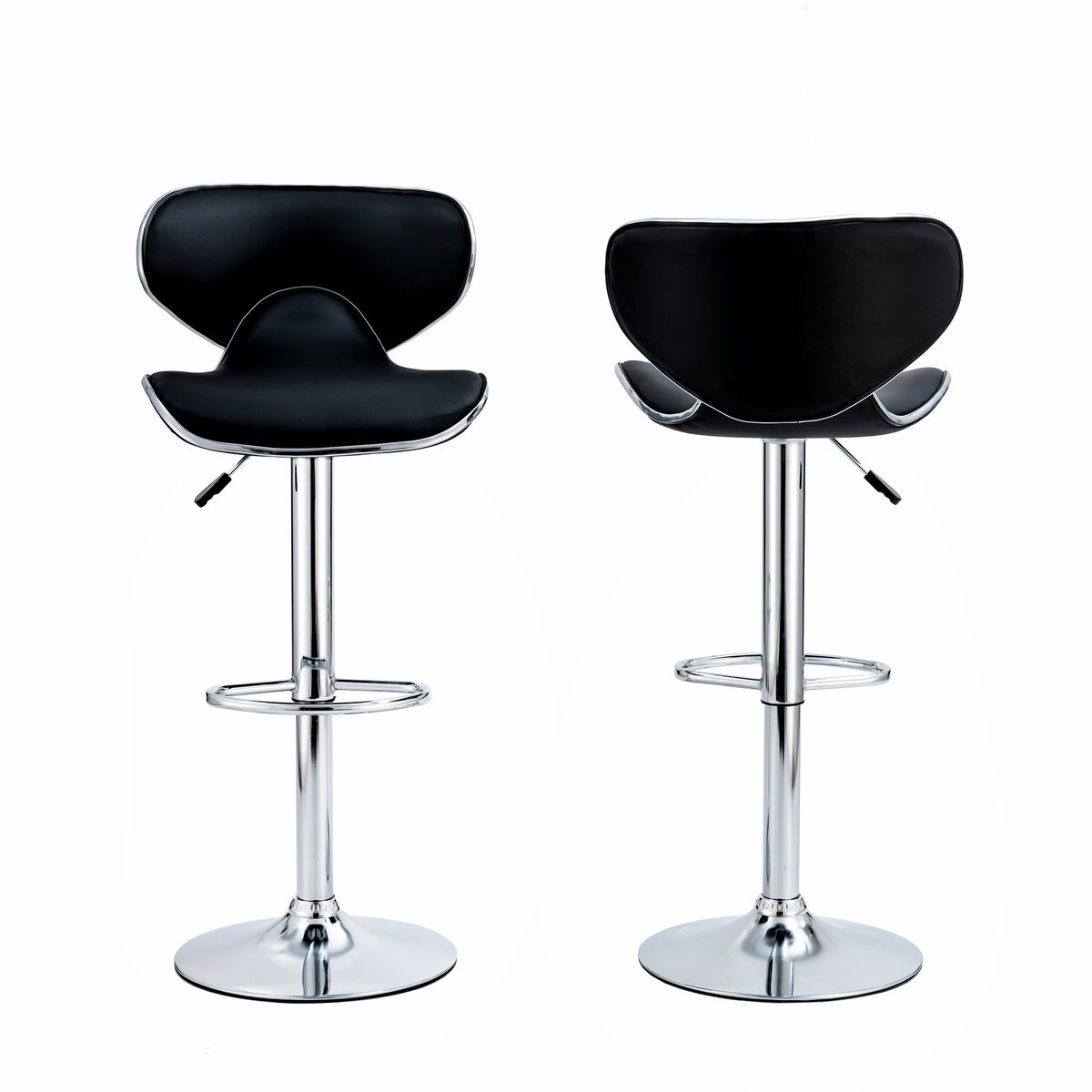SMTE - Lilly PVC Bar Stool 2 in 1 Set - Black