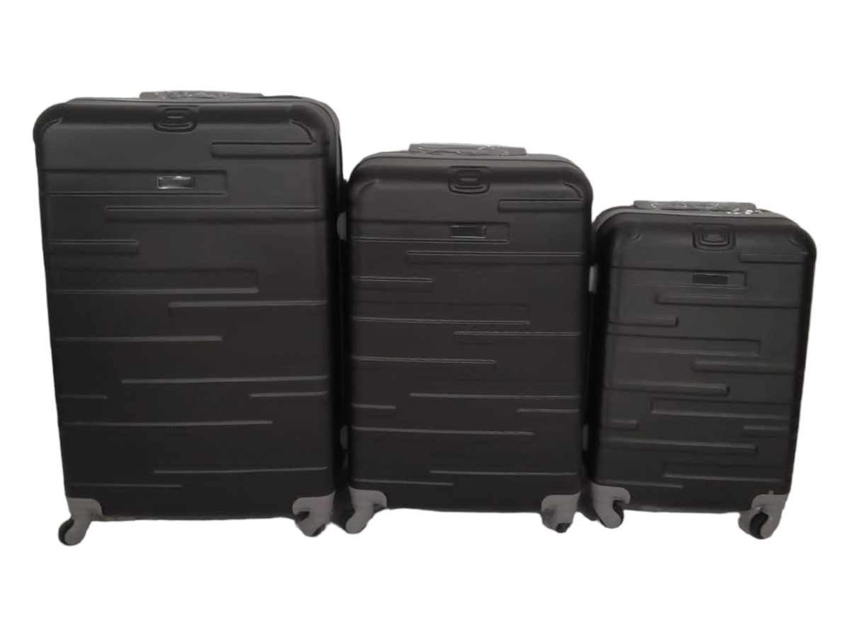 SMTE - 3 Piece Travel Luggage Suitcase Bag Set A03 - Black