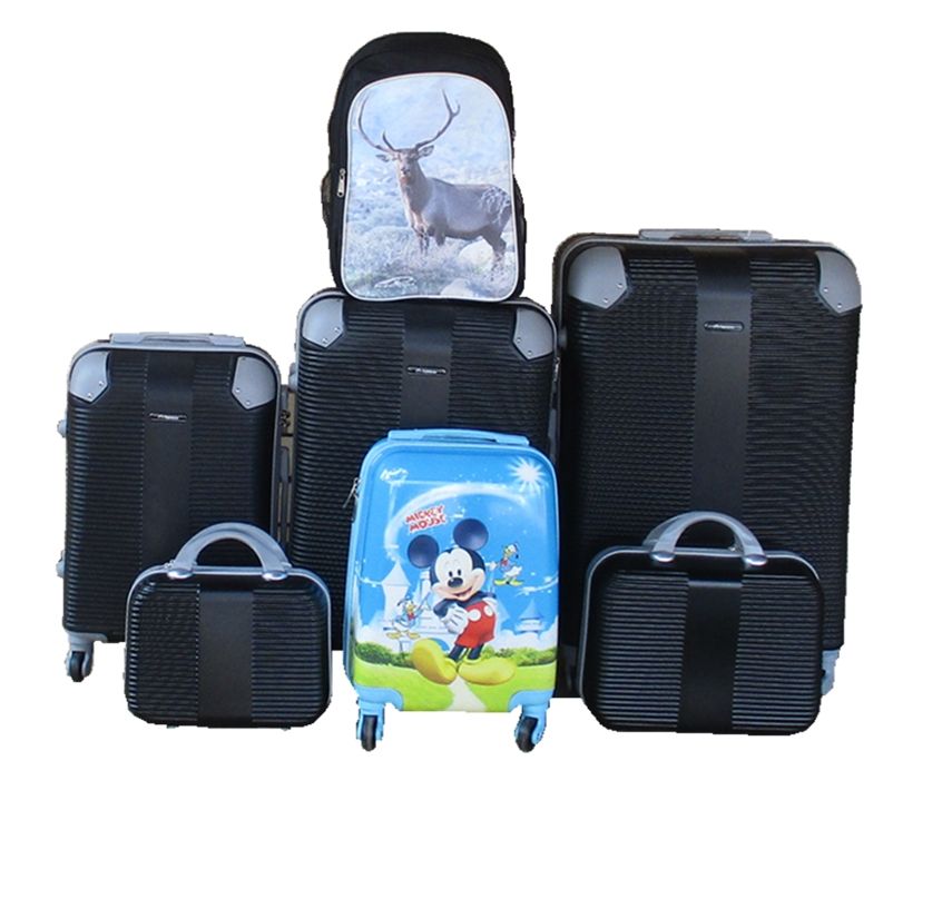 SMTE - 5Piece ABS HardShell Luggage Set with Mickey Mouse Trolley & Deer Backpack
