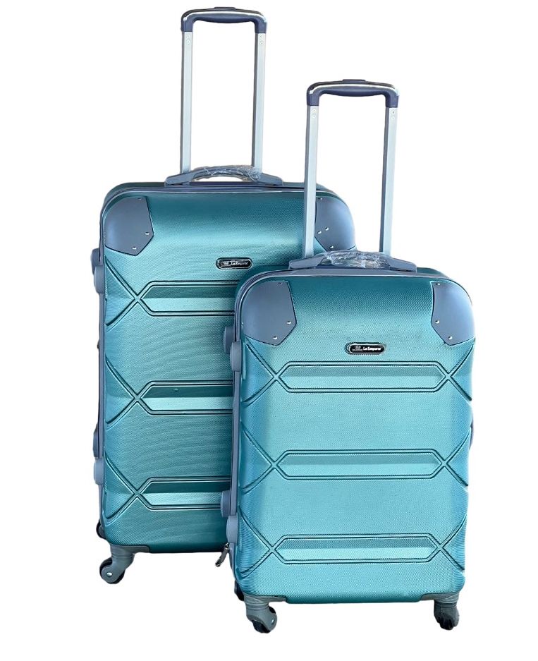 SMTE - Le Emporer Lightweight 2 Piece Luggage SetSuitcase with Corner ProtectorsLight Green