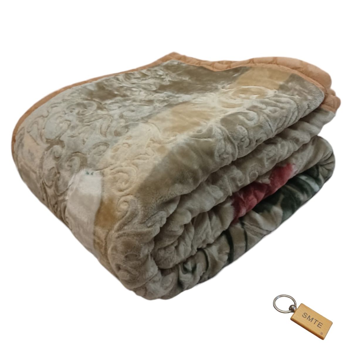 SMTE -  :Cozy 2Ply NonFiber Blanket: Keep Your Winter Warm + KeyringLight Brown