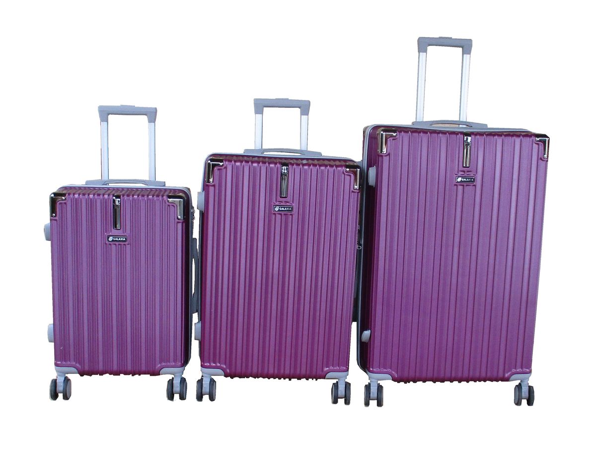 SMTE - 3Piece Purple ABS HardShell Luggage Set with Spinner Wheels