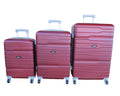 SMTE - Red 3Piece HardShell ABS Luggage Set with Spinner Wheels & BuiltIn Locks