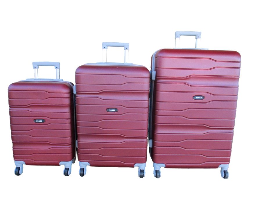 SMTE - Red 3Piece HardShell ABS Luggage Set with Spinner Wheels & BuiltIn Locks