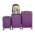 SMTE - Purple 3Piece ABS Spinner Luggage Set + Elephant Safari Backpack