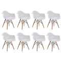 SMTE - Modern Design Non-Slip Eames Dining Arm Chairs Set - 8-Piece - White