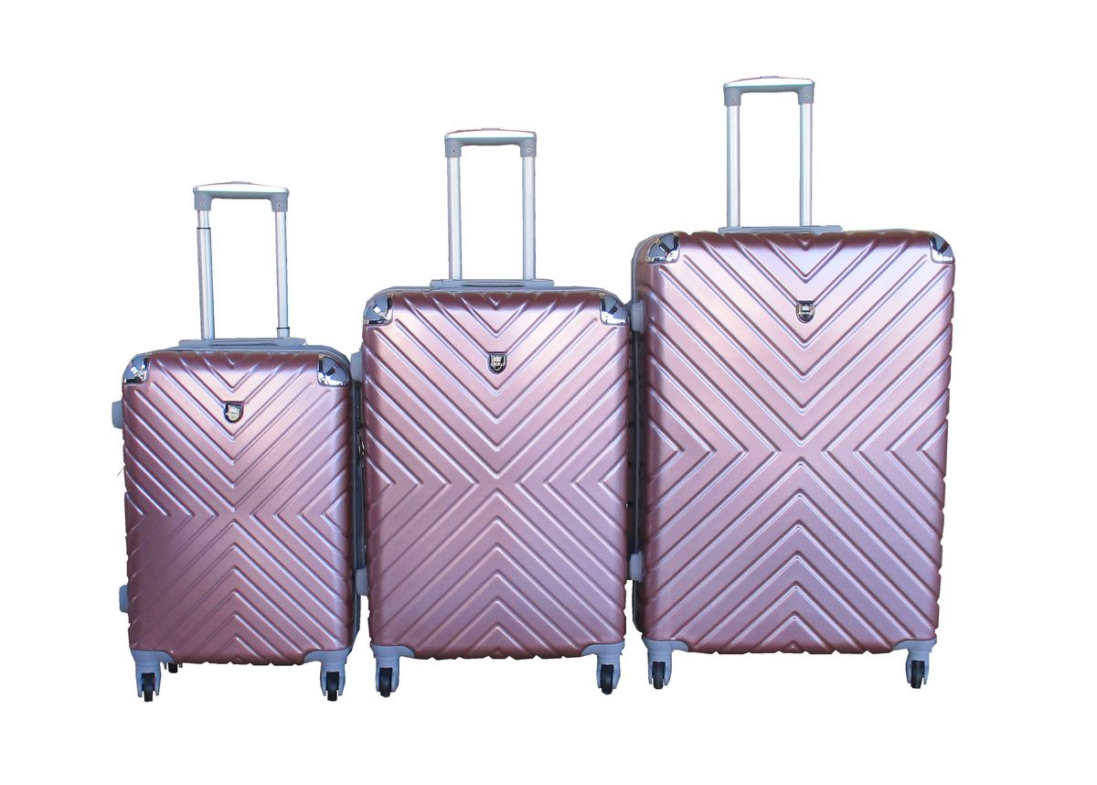 SMTE - Blue Star 3Piece HardShell Luggage SetMetallic Pink, Spinner Wheels