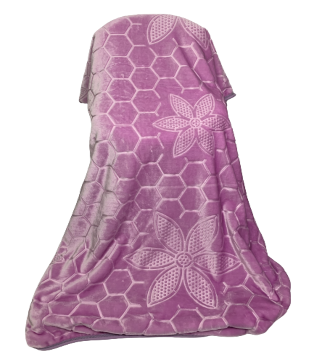 SMTE - Queen Size 1-Ply Blanket Super Soft Honeycomb Pattern - purple/Pink