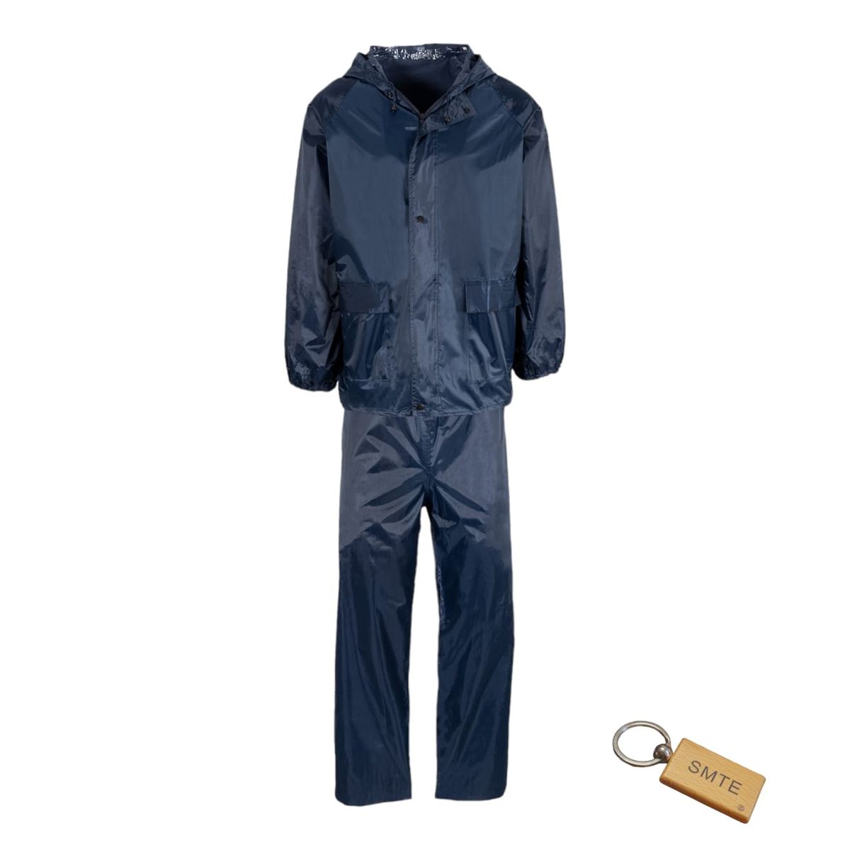 SMTE - Navy Blue Waterproof Raincoat 2Piece &  Keyring54 L x 58 W cm