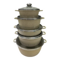 SMTE - IH-Premium Quality Non Stick 10 Pieces Set - Cream