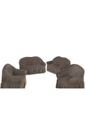 SMTE - Dream World Ruffled 4 Piece Sofa & Couch Slipcover Set(2+2+1+1) - Silver
