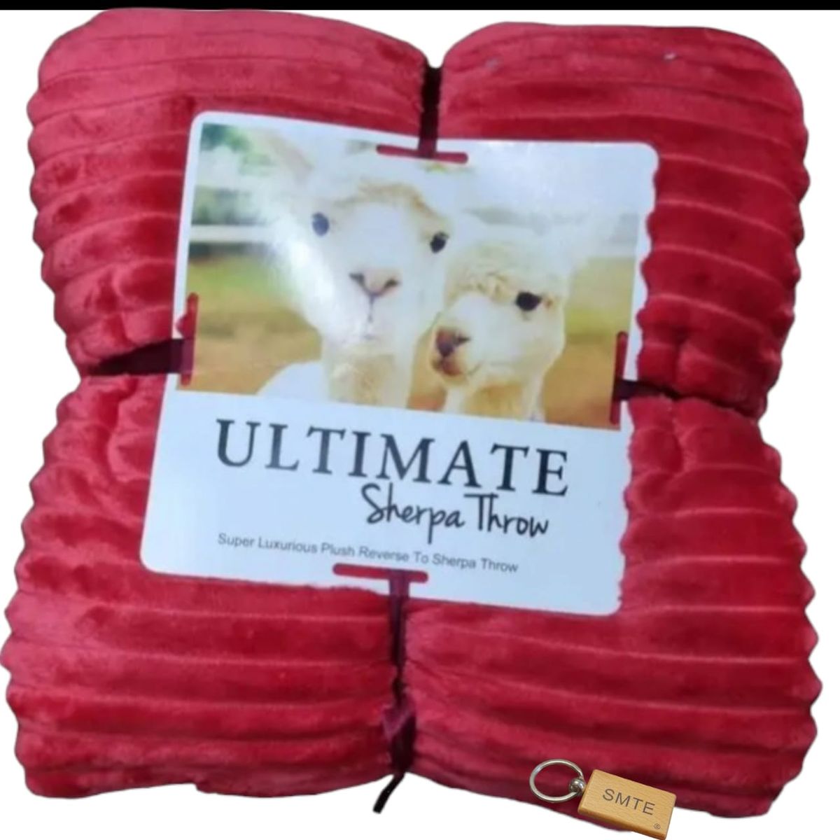 SMTE - Serpa Soft and Fluffy Fleece Blanket with KeychainQueen SizedRed