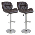 SMTE - 2 Pcs Modern and Stylish Diamond Padded Kitchen and Bar Stool - Brown