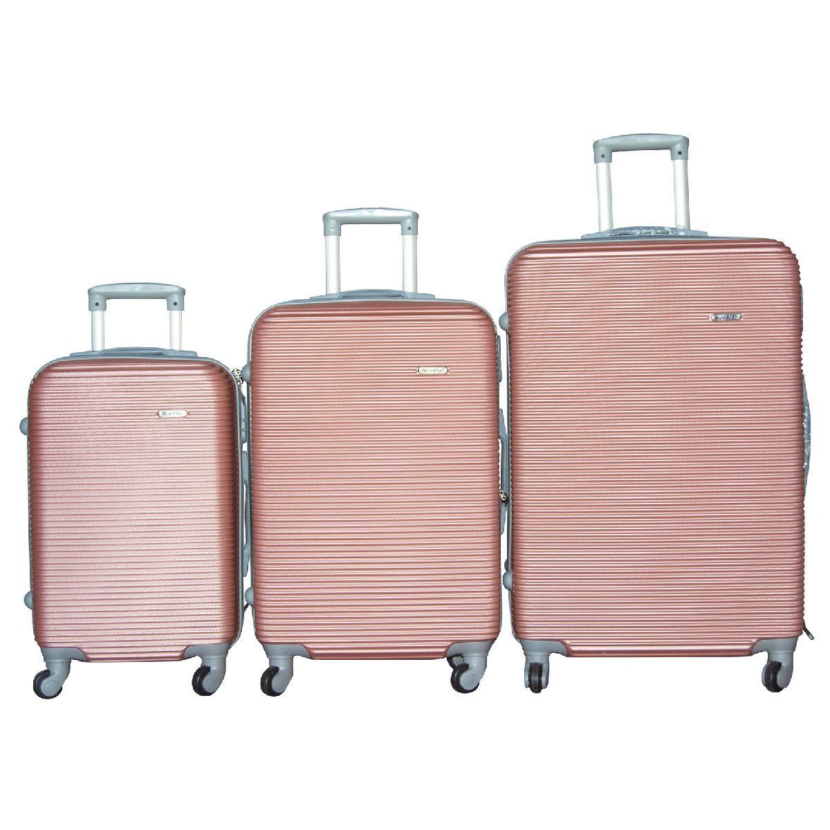 SMTE - ABS Grooved Design Spinner Wheels Lightweight Luggage Set3Piece Rose Gold