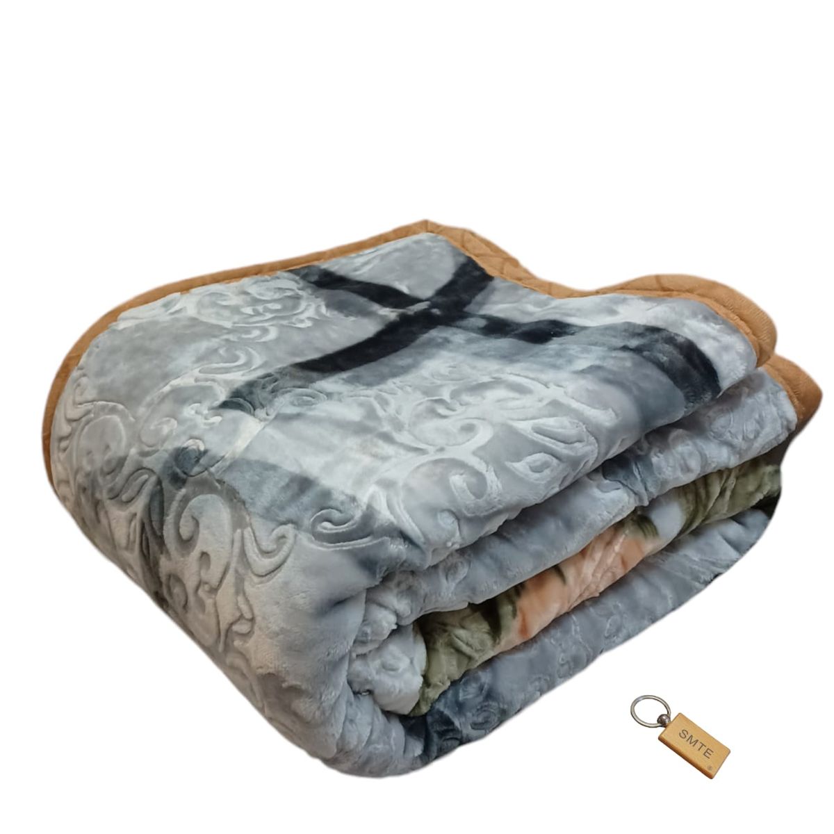 SMTE -  :Cozy 2Ply NonFiber Blanket: Keep Your Winter Warm + KeyringGrey