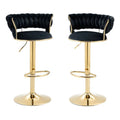 SMTE - Velvet Swivel Luxury  Bar Stools - Set Of 2 - Black